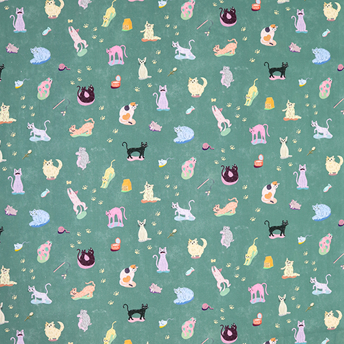 Cute Playful Illustrated Cats Pawprints 4