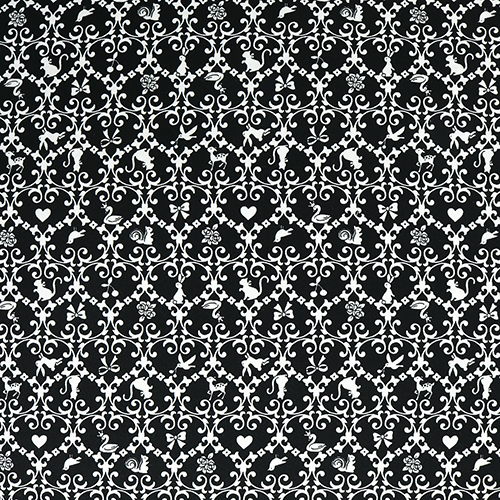 Animaux De Conte De Fes Damas Monochrome Tissu par Japanese Indie