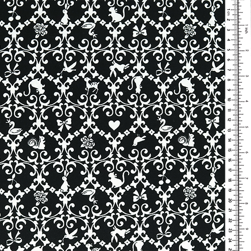 Fairy Tale Animals Monochrome Damask 1