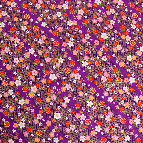 Petite Fleur De Sakura Mtallique Asanoha Tissu par Japanese Indie