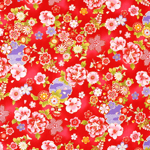 floral fabric pastel sakura cherry blossom Japan dark pink
