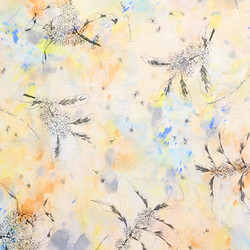 Yui Kinmokusei Fleurs Illustres Tissu par Kokka
