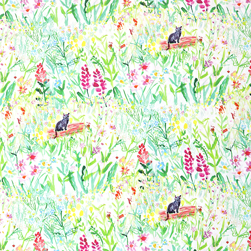 Chat & Champ Aquarelle Fleurs Sauvages 4