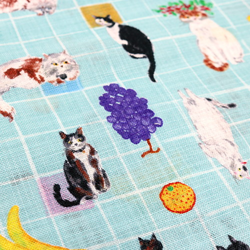 Chat & Motif à Carreaux de Fruits de Table 5