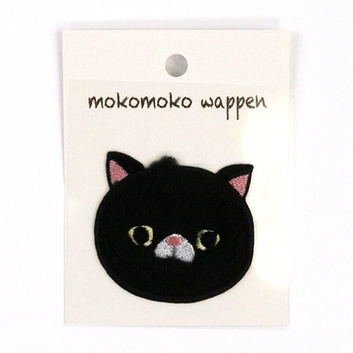 Mokomoko Wappen cusson Thermocollant Doux - Chat Noir  par Kokka
