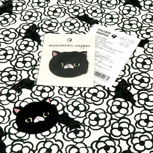 Mokomoko Wappen Flauschiger Aufbügel-Patch - Schwarze Katze 4