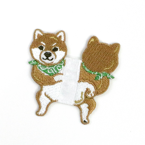 Animaux Regardant Hors De L’Étiquette Cousue Sur Le Côté - Shiba 1