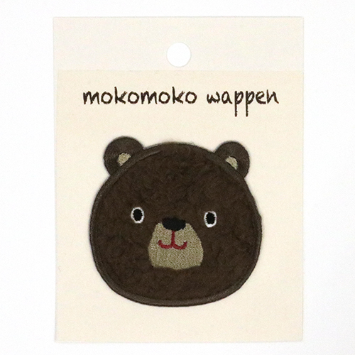 Mokomoko Wappen cusson Thermocollant Doux - Ours Brun  par Kokka