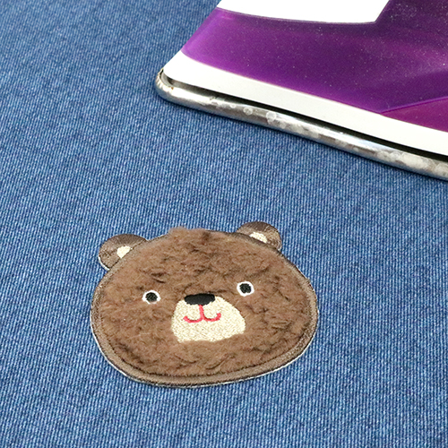 Mokomoko Wappen Fuzzy Iron On Patch - Brown Bear 2