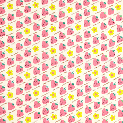 Retro Erdbeeren mit Leuchtenden Blumen