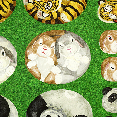 Animaux Maru Enrouls Panneau Tissu par Kokka