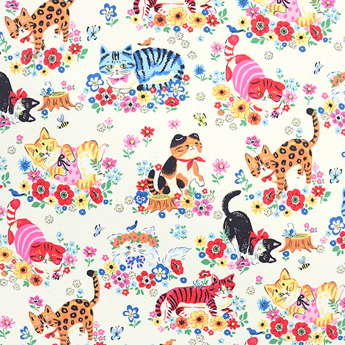 Flower Power Quirky Garden Cats Bright