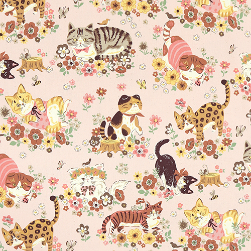 Flower Power Quirky Garden Cats Pink