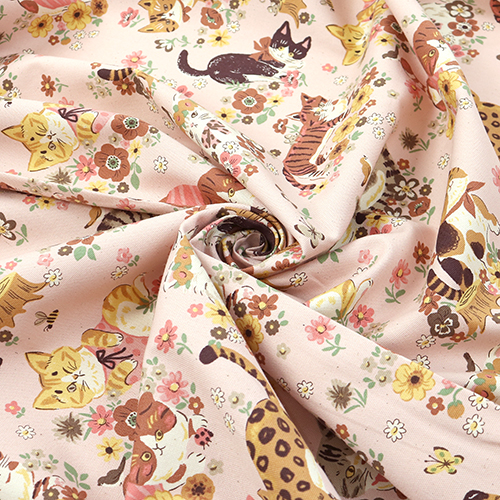 Flower Power Quirky Garden Cats Pink 2