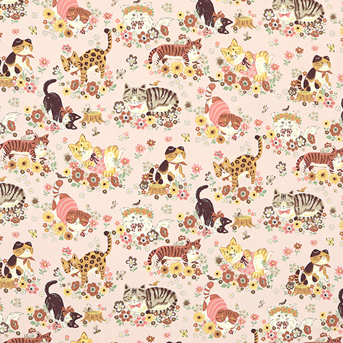 Flower Power Quirky Garden Cats Pink 4