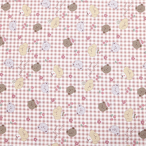 Petit Monde Latte Vrifier Ours Cerise Tissu par Kokka
