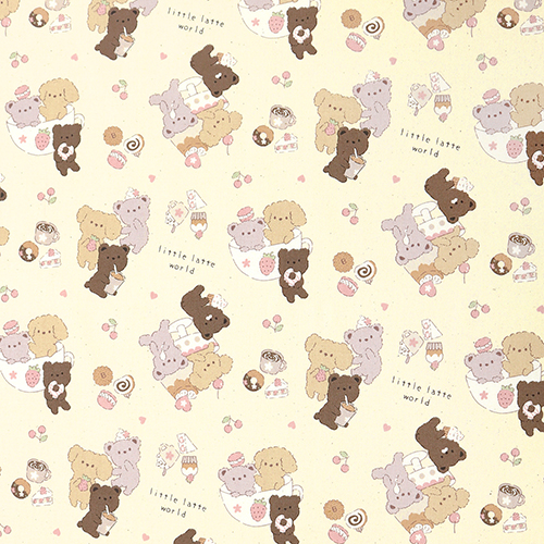 Petit Monde Latte Ptisserie Ours Chien Tissu par Kokka