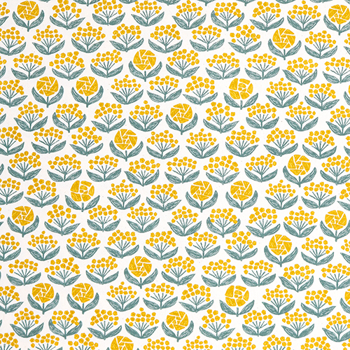 Mimosa Groe Retro Bunte Blumen Stoff von Kokka