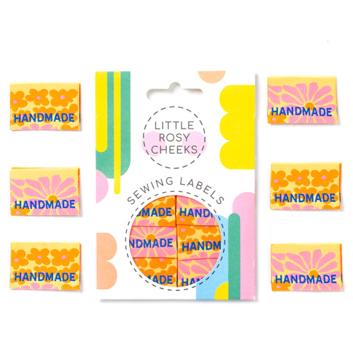 Handgefertigte Flower Power Näh Etiketten