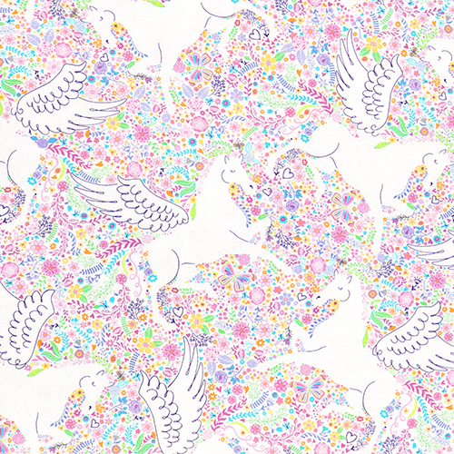 Enchanted Flight Pegasus Florals Fabric by Michael Miller