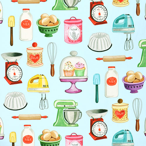 Faisons Des Cupcakes Douce Indulgence Cuit Avec Amour Tissu par Michael Miller