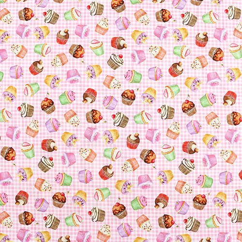 Dlicieux Cupcakes Douce Indulgence Cuit Avec Amour Tissu par Michael Miller
