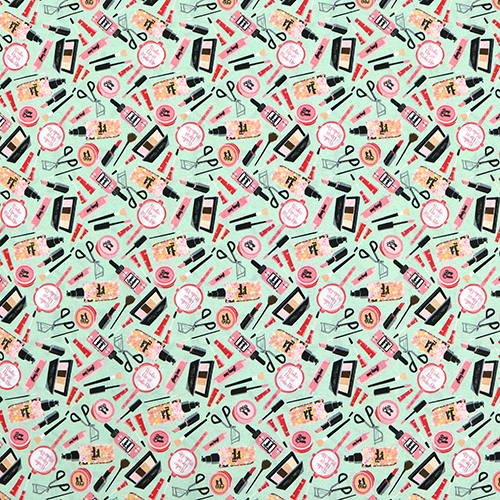 Fashionista Doodads Make-Up Tissu par Michael Miller