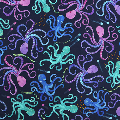 Huit Tentacules Tordus Poulpe Tissu par Michael Miller