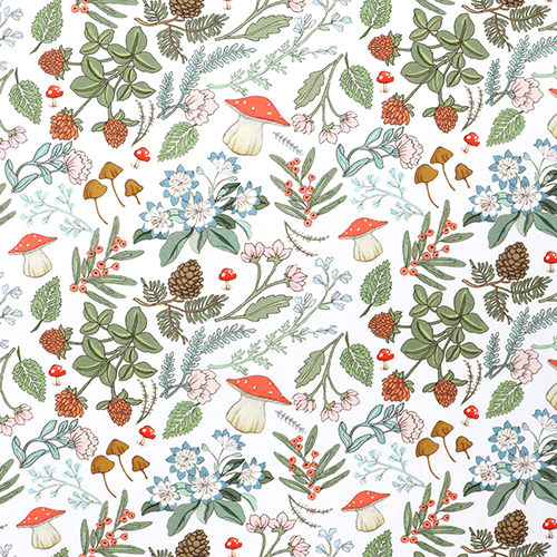 Mushroom Floral Midnight Forest Fabric by Michael Miller
