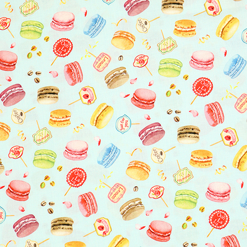 Tumbling Macarons Baked with Love Fabric by Michael Miller