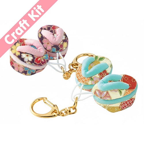 Japanese Mini Pokkuri Geta Geisha Shoes Set of 2 Keychain No-Sew Craft Kit - Bright Colour Set