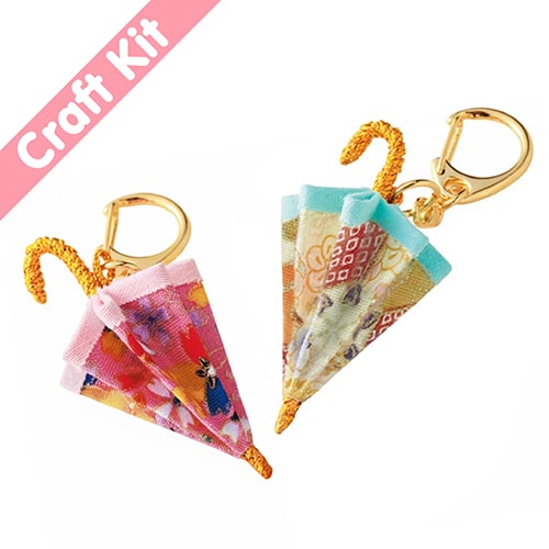 Japanese Mini Umbrella Parasol Set of 2 Keychain No-Sew Craft Kit - Light Colour Set