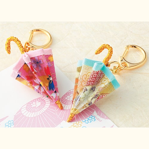Japanese Mini Umbrella Parasol Set of 2 Keychain No-Sew Craft Kit - Light Colour Set 4