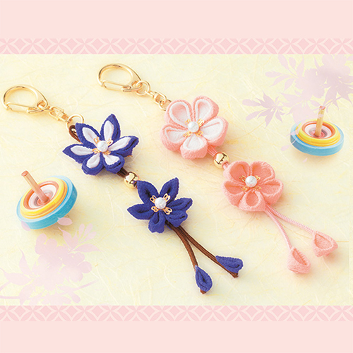 Japanisches Sakura-Blumen-Set Aus 2 Schlüsselanhängern Ohne Nähen Bastelset 4
