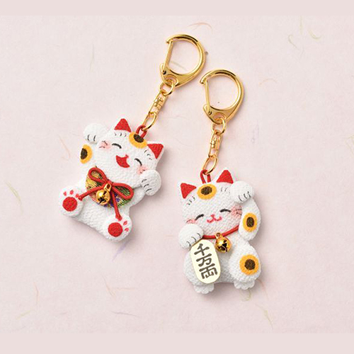 Ensemble De 2 Porte-Clés Chat Porte-Bonheur Maneki-Neko Japonais Kit De Bricolage Sans Couture 4