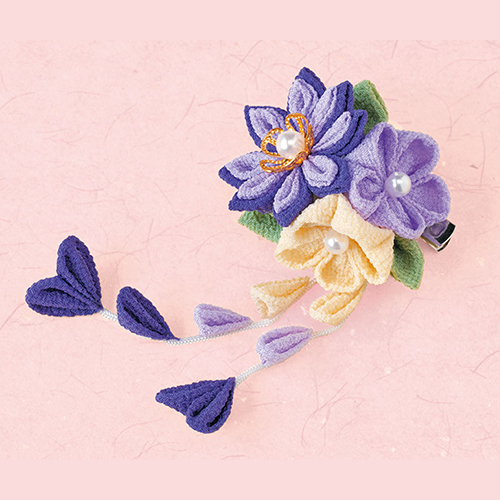 Ramo De 3 Flores Tsumami Kanzashi Pinza Para El Cabello Broche Kit De Artesanía Japonesa 4
