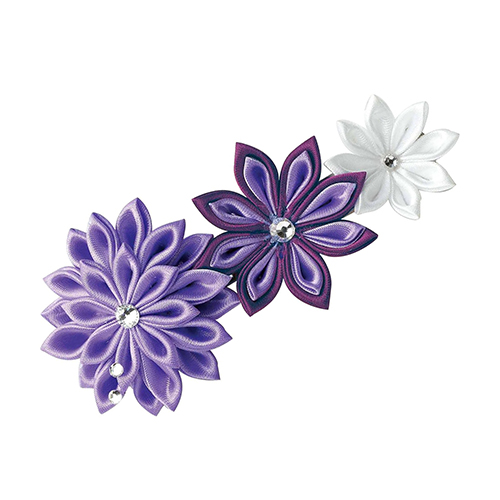 Langes Kazanshi-Tsumami-Dreifachblumen-Haarspangen-Bastelset Japanisches Handwerk 5