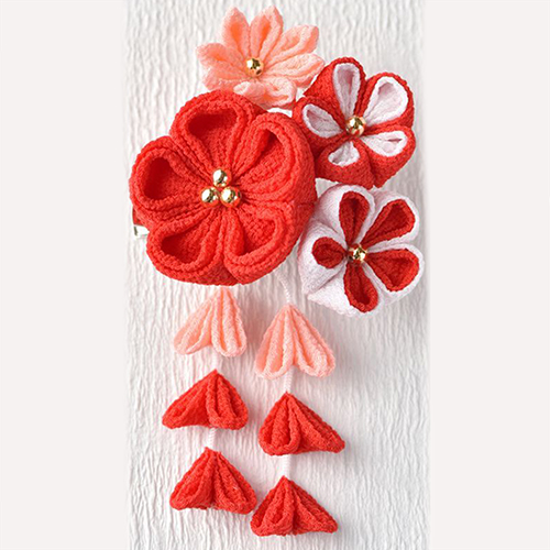Tsumami Kanzashi 4 Blütenblätter Haarspange Brosche Japanisches Bastelset 4