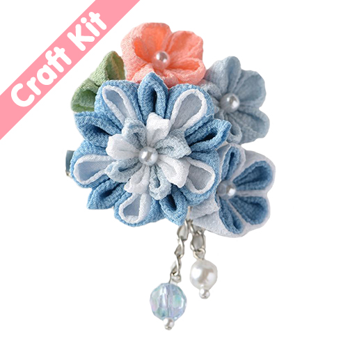 Tsumami Kanzashi 4 Fleurs Perle Barrette Broche Kit D'Artisanat Japonais par Panami