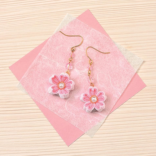 Tsumami Sakura Cherry Blossom Kanzashi Earrings Japanese Craft Kit 4