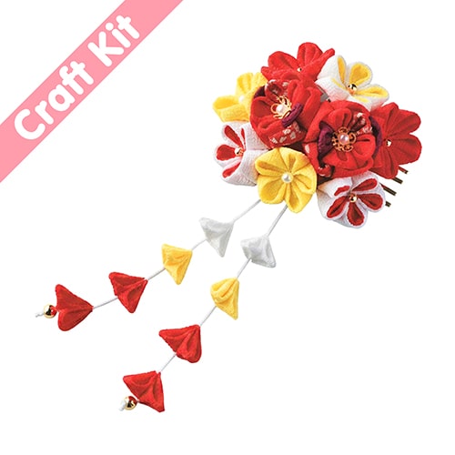 Grande Kit Per Creare Fiori Tsumami Kanzashi Ornamento Capelli Giapponese - Rosso 