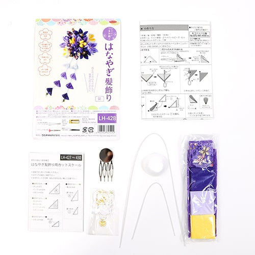 Grande Kit Per Creare Fiori Tsumami Kanzashi Ornamento Capelli Giapponese - Viola 3