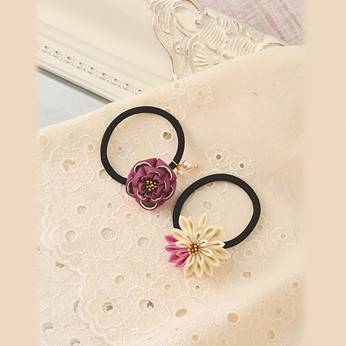 Ensemble De 2 Élastiques À Cheveux Fleur Kanzashi Tsumami Kit D'Artisanat Japonais 4