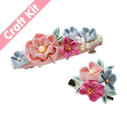 Ensemble De 2 Barrettes Kanzashi Tsumami En Forme De Fleur Avec Broche Kit D'Artisanat Japonais par Panami