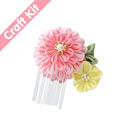 Tsumami Kanzashi 2 Flower Bira-Bira Hair Clip Brooch Japanese Craft Kit
