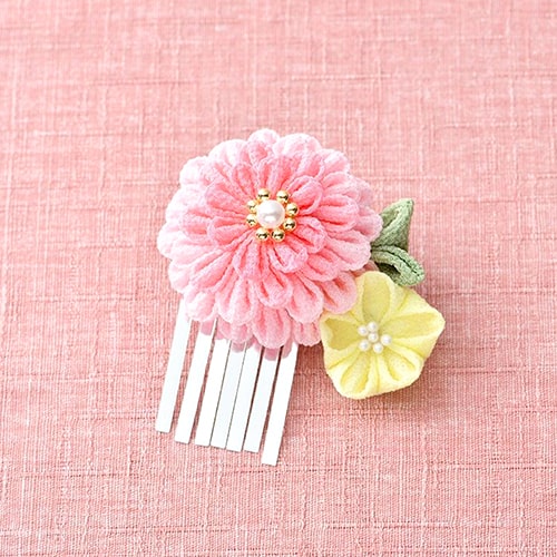 Tsumami Kanzashi 2 Flower Bira-Bira Hair Clip Brooch Japanese Craft Kit 4