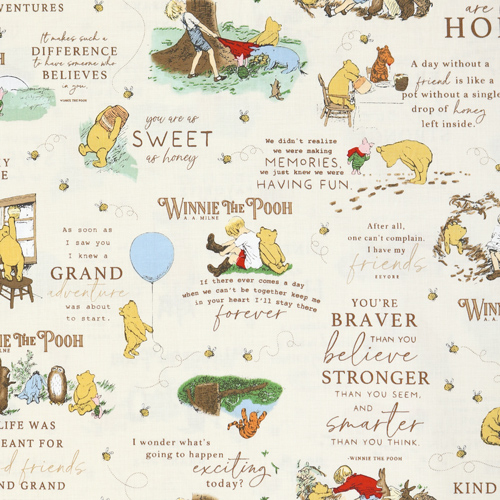 Winnie Puuh Geschichtenbuch Cremefarben Stoff von Riley Blake