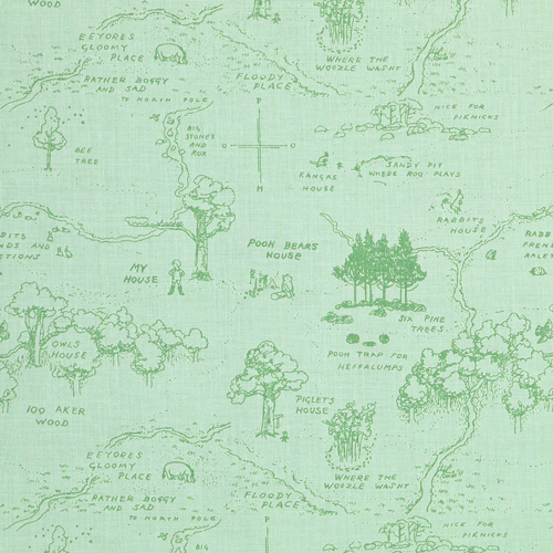 Winnie The Pooh Mappa Del Bosco Dei Cento Acri Color Crema Tessuto di Riley Blake