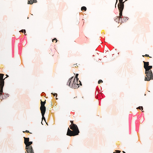 Moda Glamour Vintage Barbie En Blush Tela de Riley Blake