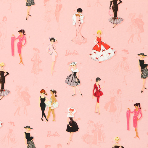 Moda Glamour Vintage Barbie En Rosa Tela de Riley Blake
